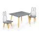 Ecotoys WH141 bērnu galds ar 2 krēsliem, zaķīšu motīvs
