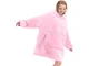 Silts hūdijs, džemperis-sega ar kapuci un kabatu, Rozā | Oversized Warm Hoodie Sweatshirt Blanket