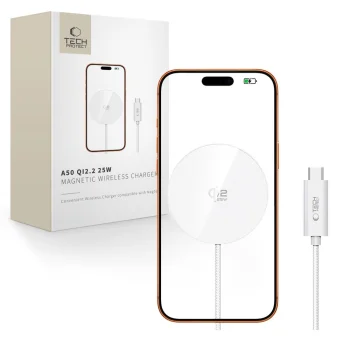 Bezvadu lādētājs Tech-Protect A50 MagSafe 25W Balts | Wireless Inductive Charger