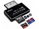 Daudzfunkcionāls USB atmiņas karšu lasītājs CF SD MicroSD XD MS MMC, melns