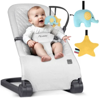 NK-52 Nukido šūpuļkrēsls ar rotaļlietām, Gaiši pelēks | Rocking Chair with Toys