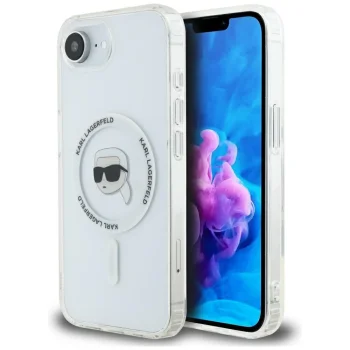 Karl Lagerfeld IML Metal Karl Head MagSafe vāciņš iPhone 16e, balts