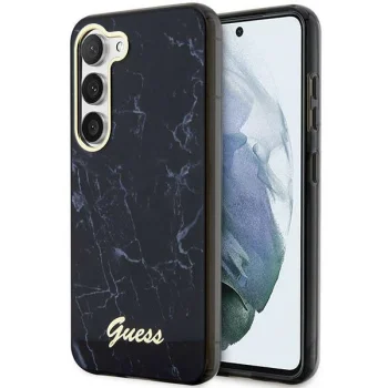 Guess Marble cietais aizsargvāciņš Samsung Galaxy S23 S911 Melns