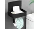 Tualetes Papīra Turētājs ar Salvešu Kastes Plauktu, Melns | Toilet Paper Holder with Tissue Shelf