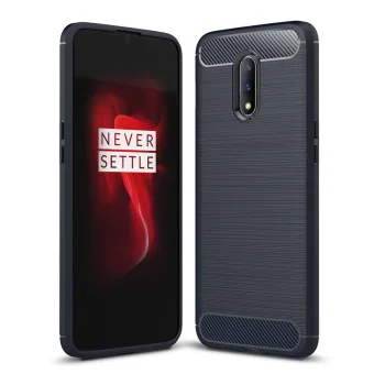 OnePlus 7 Carbon Fiber TPU Protective Case Cover, Blue | Telefona Vāciņš Maciņš Apvalks Bamperis