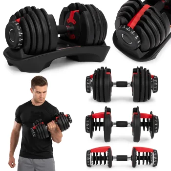 Movepro regulējama čuguna hantele ar paliktni, 2.5-24 kg