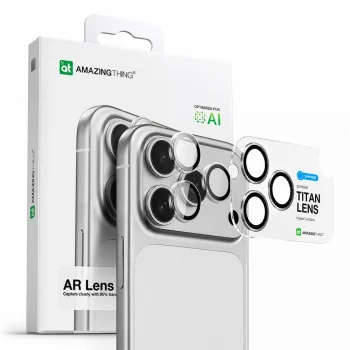 AmazingThing iPhone 17 Pro / 17 Pro Max kameras aizsargstikls Sapphire, melns