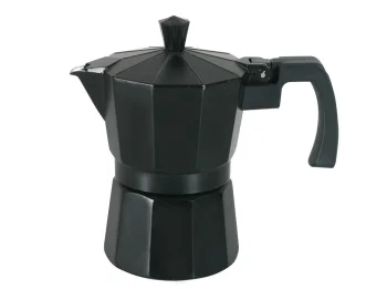 Alumīnija kafijas automāts (Moka pot), 150 ml, 3 tasītes, melns