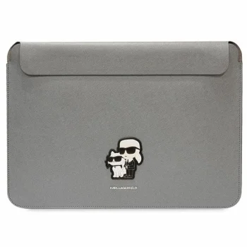 Karl Lagerfeld 16" klēpjdatora maciņš Saffiano Karl & Choupette, sudraba