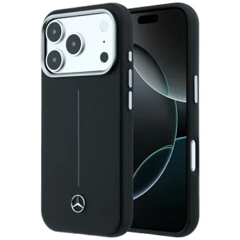 Mercedes vāciņš iPhone 18 Pro Max / 17 Pro Max Leather Semi Wrap Iconic Line MagSafe, melns