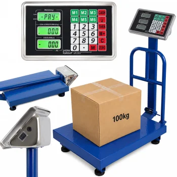 Elektroniskie platformas svari ar atzveltni, 100 kg, LCD, zili