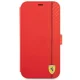 Ferrari iPhone 13 mini atverams vāciņš maciņš grāmatiņa On Track Carbon Stripe, sarkans