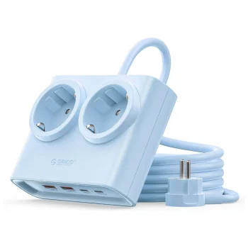Orico PDC25 25W 6in1 pagarinātājs 2x AC + 2x USB-A + 2x USB-C, zils