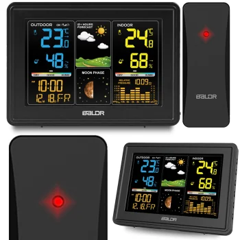 Baldr BD-907 meteoroloģiskā stacija ar displeju, melna