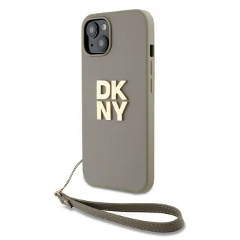 DKNY iPhone 15 Plus vāciņš Wrist Strap Stock Logo, bēšs