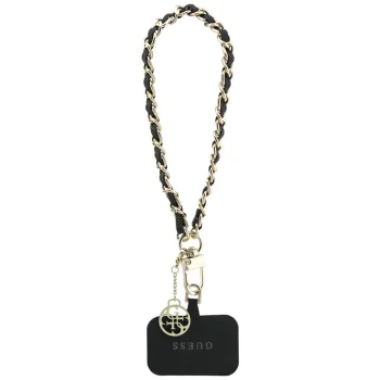 Guess universāla rokas siksniņa telefonam Saffiano Chain 4G Charm, melna