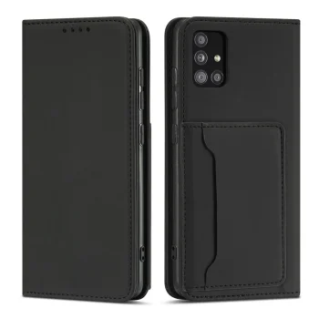 Magnet Card Case atverams vāciņš maciņš grāmatiņa Samsung Galaxy A12 5G, melns