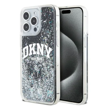 DKNY iPhone 14 Pro Max vāciņš Liquid Glitter Big Logo, melns