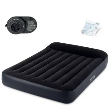 Intex 64148ND divvietīgs piepūšamais matracis ar sūkni 191x137 cm, velūrs