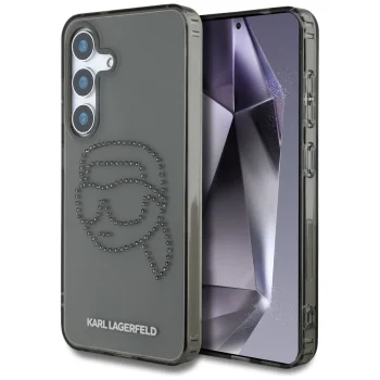Karl Lagerfeld Rhinestones Karl Head Logo vāciņš Samsung Galaxy S25, Melns