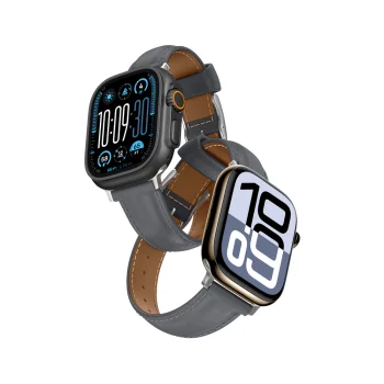 AmazingThing Class Band ādas siksniņa Apple Watch 45 / 46 / 49 mm, pelēka