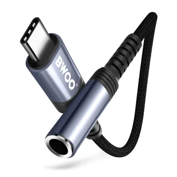 BWOO BZ47 USB-C uz 3.5mm Audio Adapteris, Melns