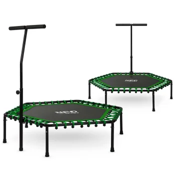 Neo-Sport 1103 fitnesa batuts ar rokturi, 127 cm, sešstūra, zaļš