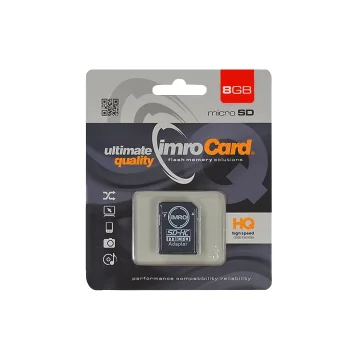 Imro 8GB microSDHC Class 4 atmiņas karte ar adapteri, melna