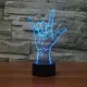 3D LED nakts lampiņa V-veida roka, RGB