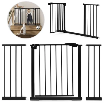 Ecotoys drošības vārtiņi kāpnēm un durvīm, 74-132 cm, melni