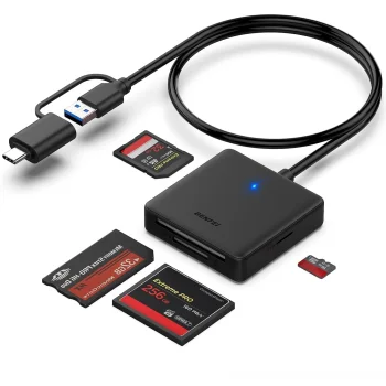 Benfei 4-in-1 USB-C / USB-A 3.0 karšu lasītājs SD Micro SD MS CF Melns