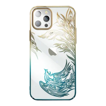 Kingxbar Phoenix vāciņš iPhone 14 Plus ar kristāliem, zelta un zils