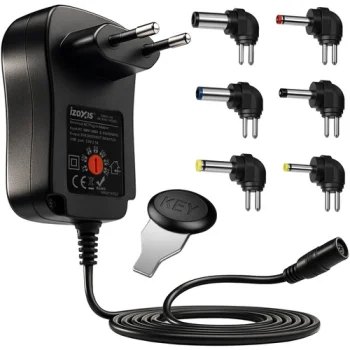 Izoxis universālais barošanas bloks 30W ar 6 uzgaļiem, USB, 3-12V