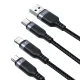 Joyroom S-A18 trīs vienā USB-A uz Lightning / USB-C / Micro USB kabelis, 0.3m, melns