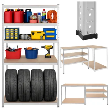 Noliktavas plaukts Bigstren 180x100x60 cm, 1000 kg, 5 stiprināti plaukti, sudraba