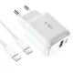 Tech-Protect C20W tīkla lādētājs PD 20W un USB-A QC 3.0 ar USB-C kabeli, balts