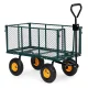 Dārza transporta ratiņi 400 kg ar atveramām malām, lielie pumpējamie riteņi, MultiGarden, zaļi