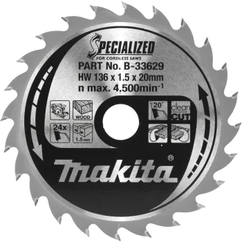 Makita B-33629 SPECIALIZED ripzāģa asmens kokam 136x20 mm 24Z