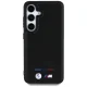 BMW Leather Tricolor Stripe MagSafe vāciņš Samsung Galaxy S25 Melns