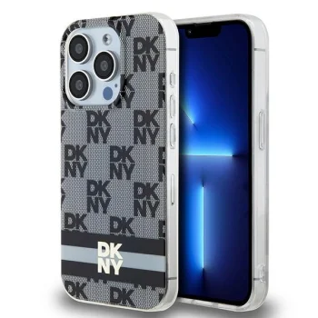 DKNY iPhone 15 Pro vāciņš IML Checkered Mono Pattern MagSafe, melns