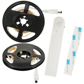 Ūdensizturīga LED Lente ar Kustības Sensoru, Uz Baterijām/USB, 1M, Silti Balta
