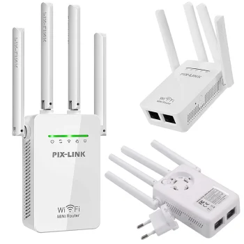 WiFi signāla pastiprinātājs, atkārtotājs 300Mbps, 4 antenas, balts