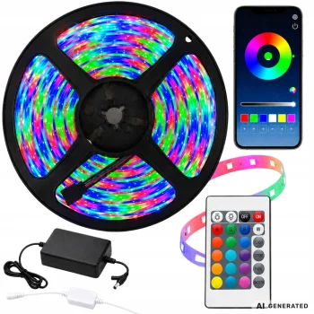 LED RGB Lenta 10m ar Pulti, Lietotni un Mūzikas Sinhronizāciju