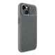 Atverams vāciņš Nillkin Qin Cloth Pro Case, iPhone 14 Plus, ar kameras aizsegu, pelēks