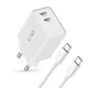 Tech-Protect C35W tīkla lādētājs 2x USB-C PD 35W un USB-C kabelis, balts
