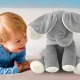 Interaktīva plīša rotaļlieta zilonītis ar skaņu un kustīgām ausīm, 30 cm, pelēks un balts