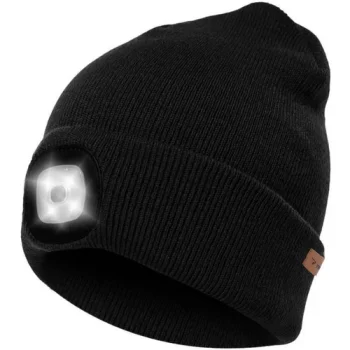 Trizand ziemas cepure ar USB LED lukturīti, melna