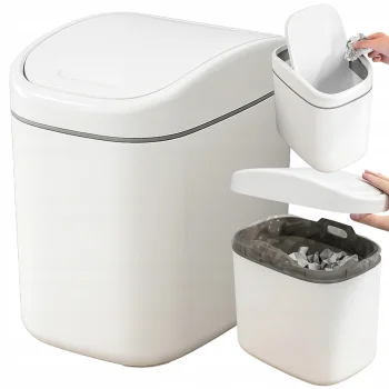 Mini atkritumu tvertne ar atveramu vāku, 2L, balta
