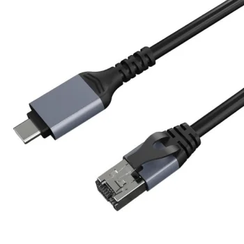Tīkla adaptera kabelis USB Type-C uz RJ45, CAT6 UTP, 1 Gbps, 5 m, pelēks