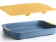 Divslāņu virtuves paplāte ar noteci traukiem, dārzeņiem un augļiem, plastmasas